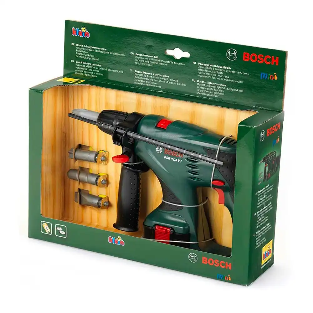 Bosch Percussion Electric Speed Kids/Children Drill Tool Toy w/ Drill Bits 3+