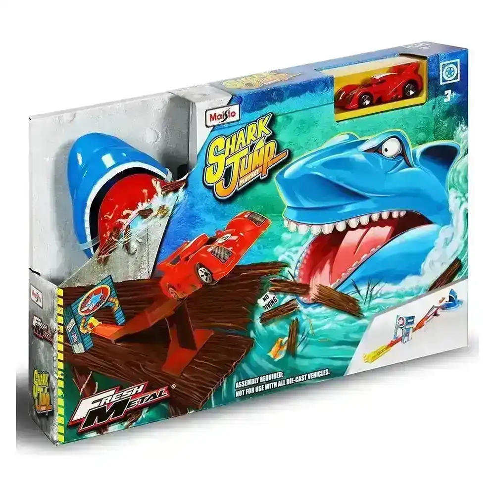 Maisto Fresh Metal Shark Jump Kids Car Track Race Playset w/Die Cast Car 3y+