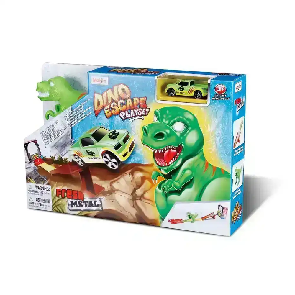 Maisto Fresh Metal Dino Escape Kids Car Track Race Playset w/Die Cast Car 3y+