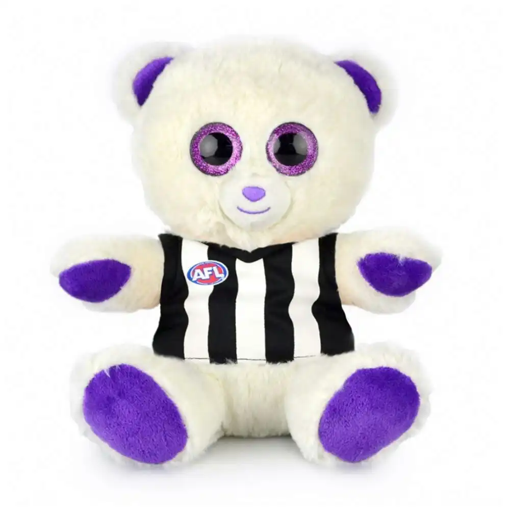 Korimco AFL 22cm Kids/Children Small Sparkle Plush Teddy Bear Collingwood Purple