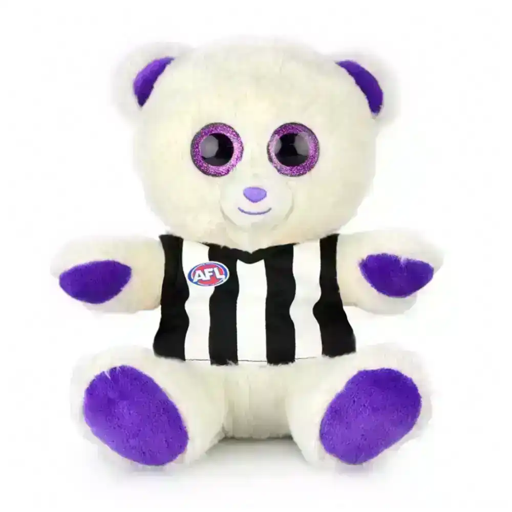 Korimco AFL 22cm Kids/Children Small Sparkle Plush Teddy Bear Collingwood Purple