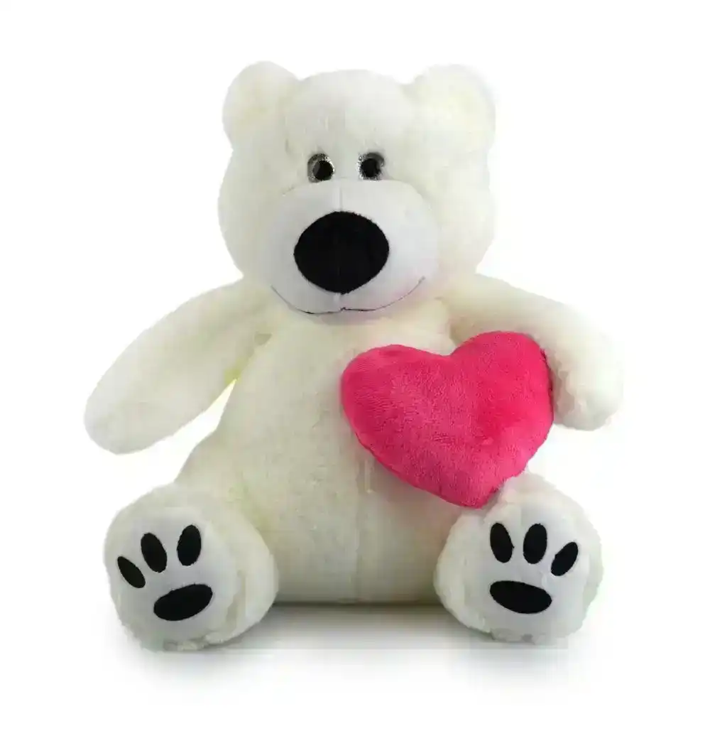 Korimco 28cm Bashful Valentines Bear Kids Soft Plush Stuffed Toy White 3y+