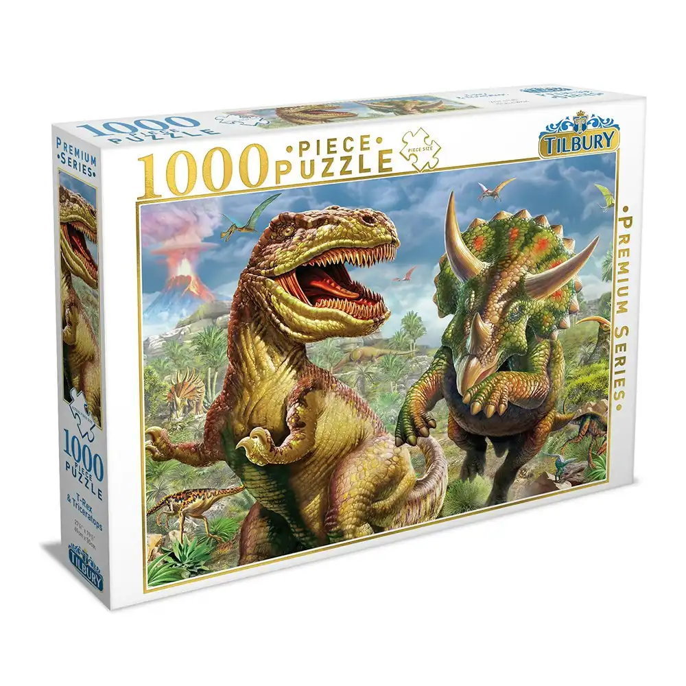 1000pc Tilbury Kids/Family T-Rex & Triceratops 69x50cm Jigsaw Puzzle Toys 8y+