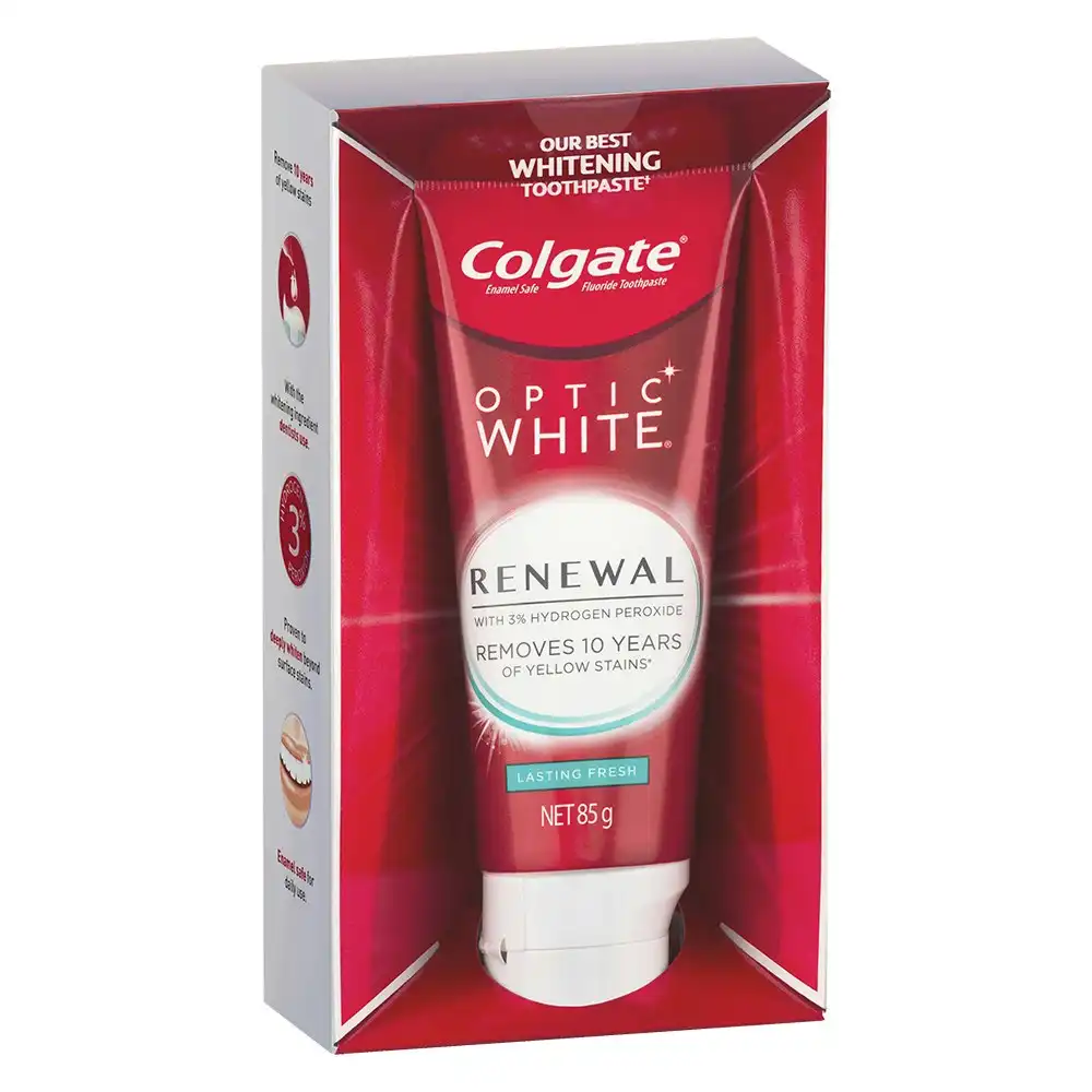 Colgate 85g Optic White Renewal Lasting Fresh Yellow Stain Removal Toothpaste