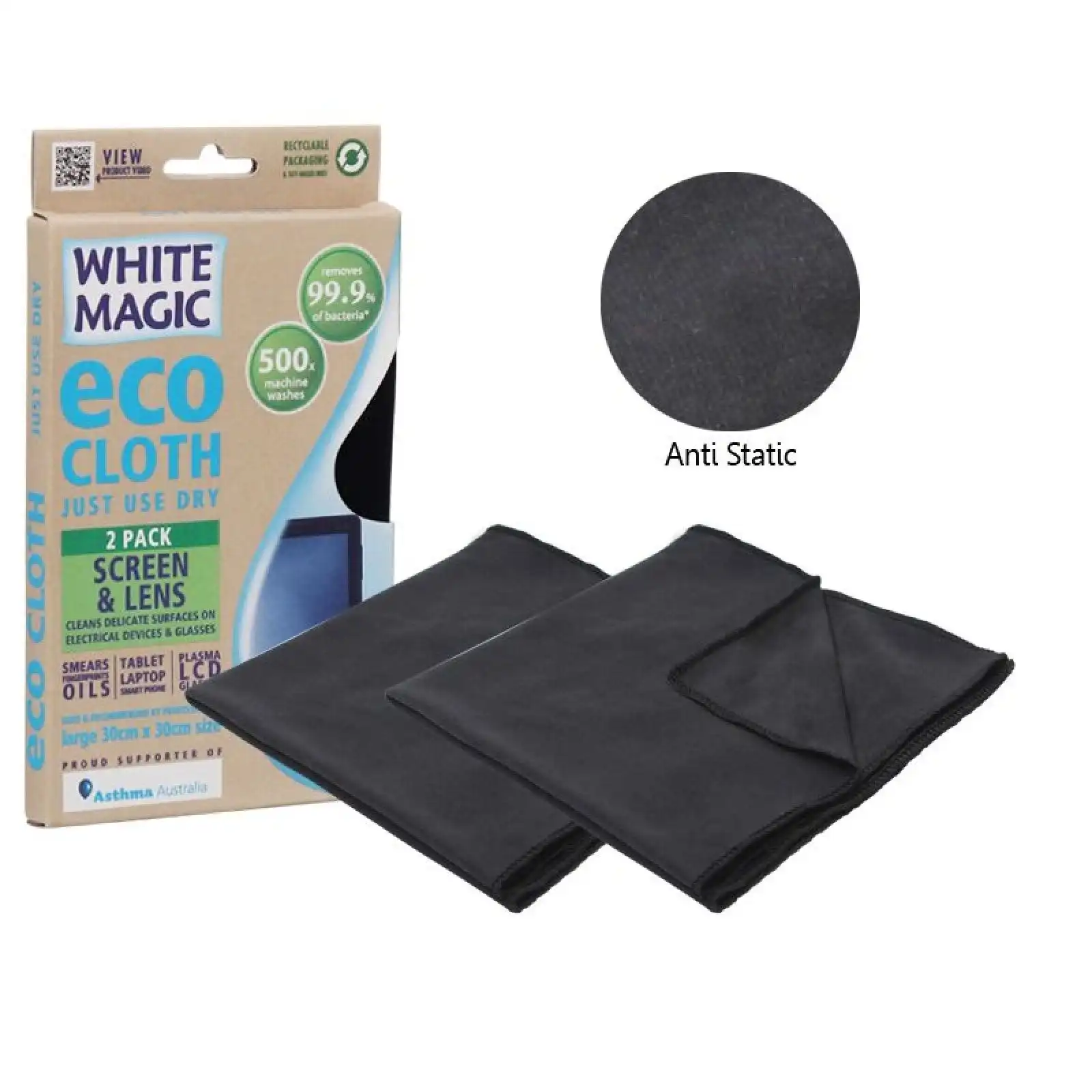 White Magic Eco Cloth Screen And Lens Cloth Pk 2