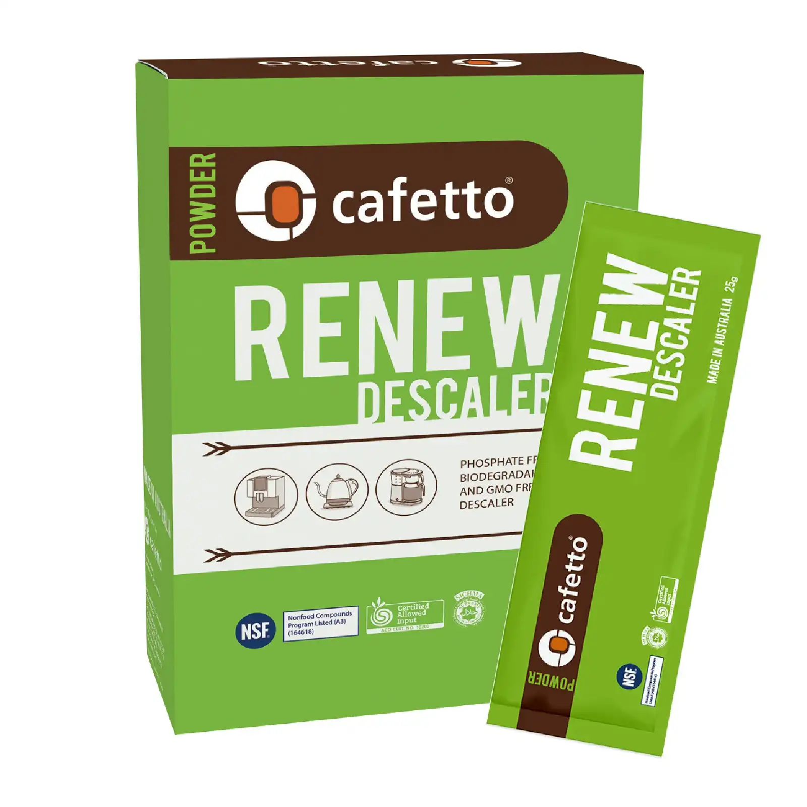 Cafetto Renew Espresso Machine Powder Descaler   6 Sachet