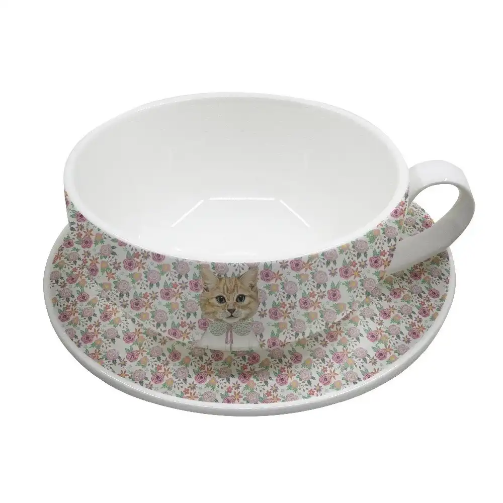 Leaf and Bean SALLY CAT CUP AND SAUCER SET 220ml