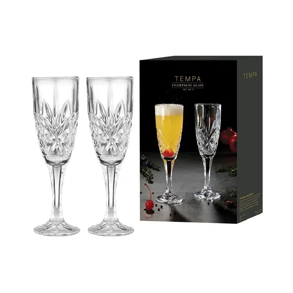 Tempa Ophelia Carved Champagne Glasses   Set Of 2