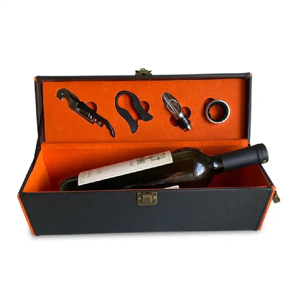 Men's Republic Wine Bottle Carry Case + 4 Wine Tools