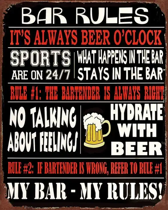 Men's Republic Retro Bar Sign   Bar Rules
