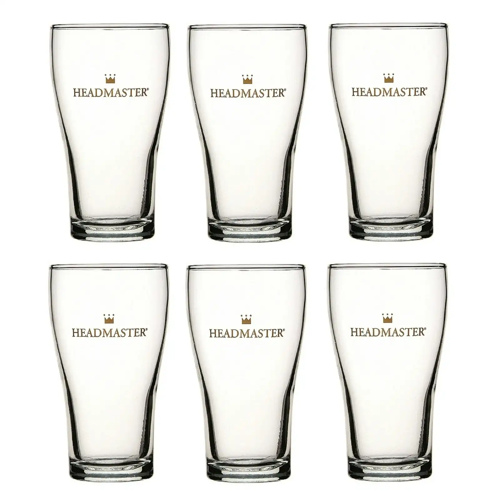 CROWN NUCLEATED Headmaster BEER CONICAL GLASSES 425ml - Set of 6