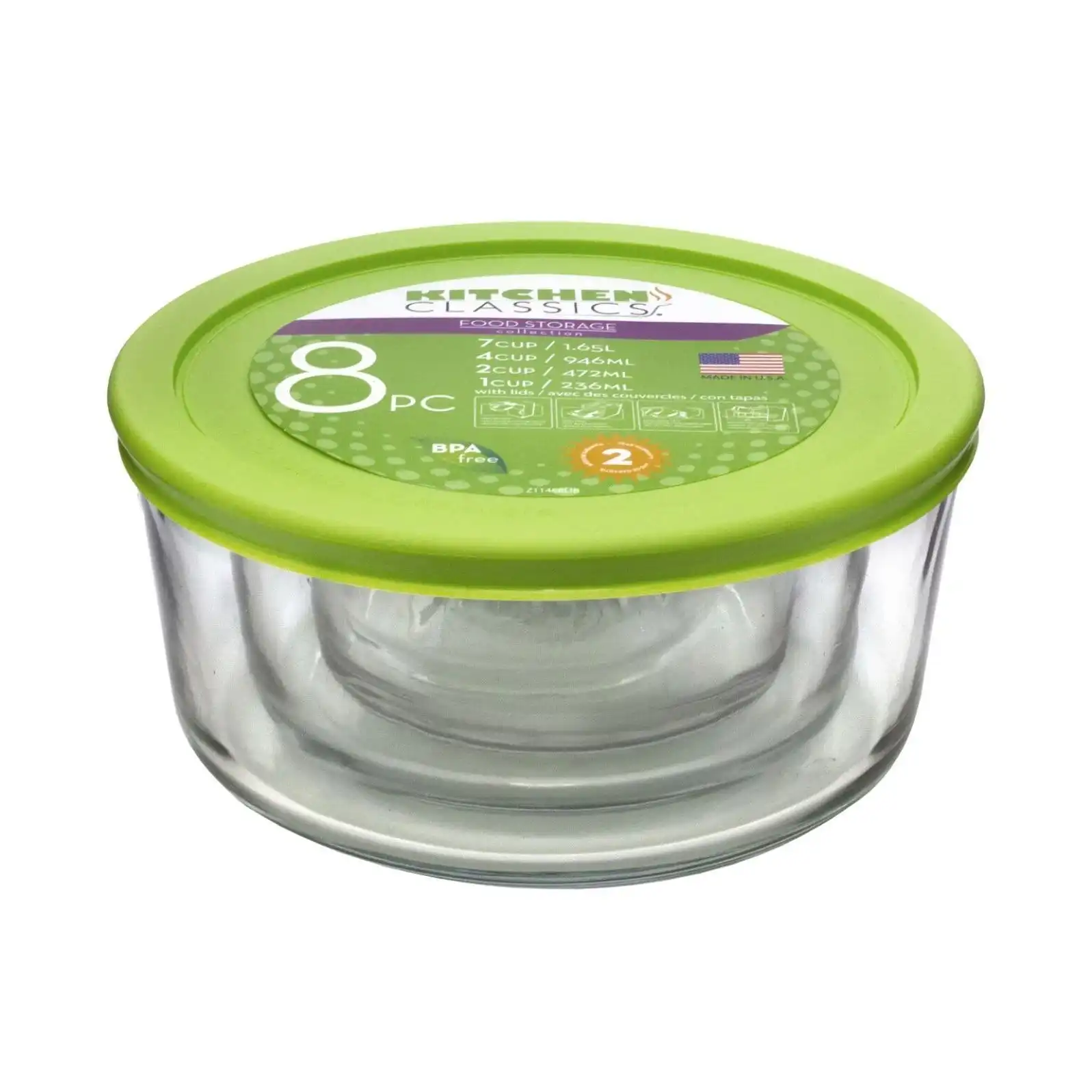 Kitchen Classics Glass Round Containers With Lids   Set 4