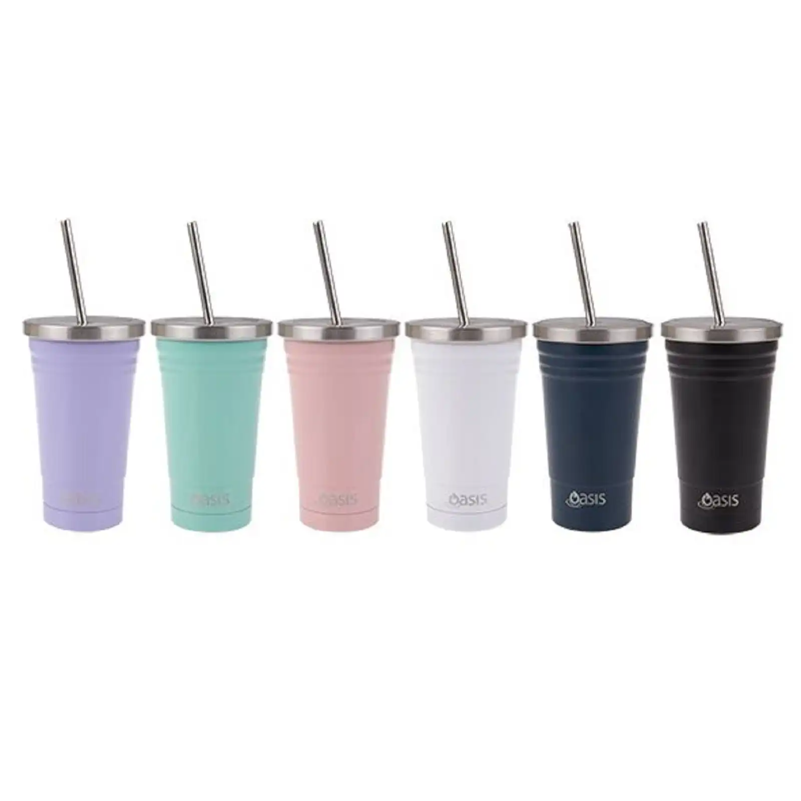 Oasis 500ml STAINLESS STEEL SMOOTHIE TUMBLER WITH STRAW
