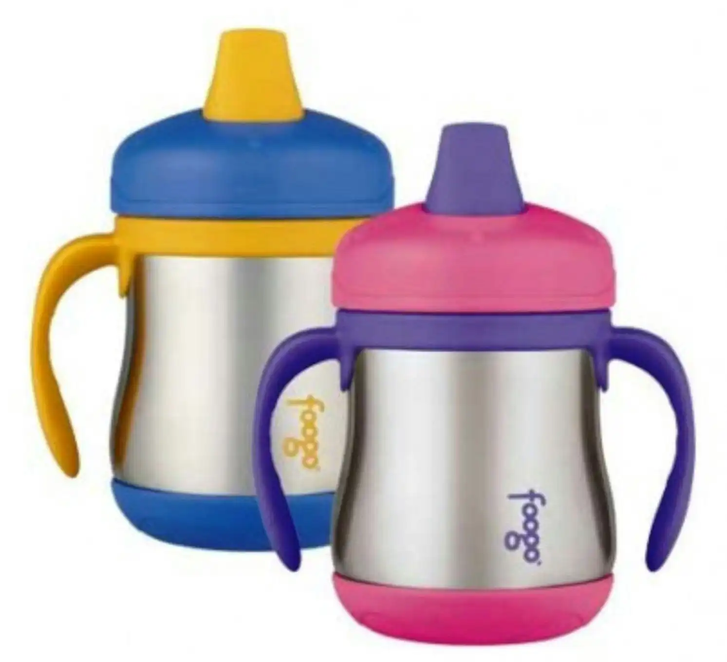 Thermos FOOGO 210ml STAINLESS STEEL SIPPY CUP WITH HANDLES - PINK OR BLUE