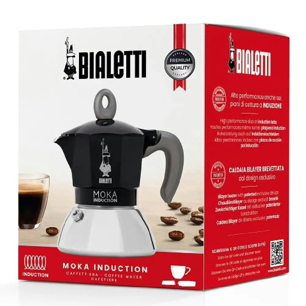 Bialetti Moka 6 Cup Induction Espresso Maker   Black