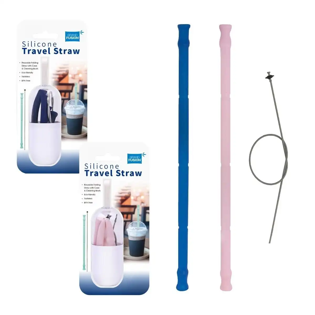 Grand Fusion Silicone Travel Straw + Cleaning Brush