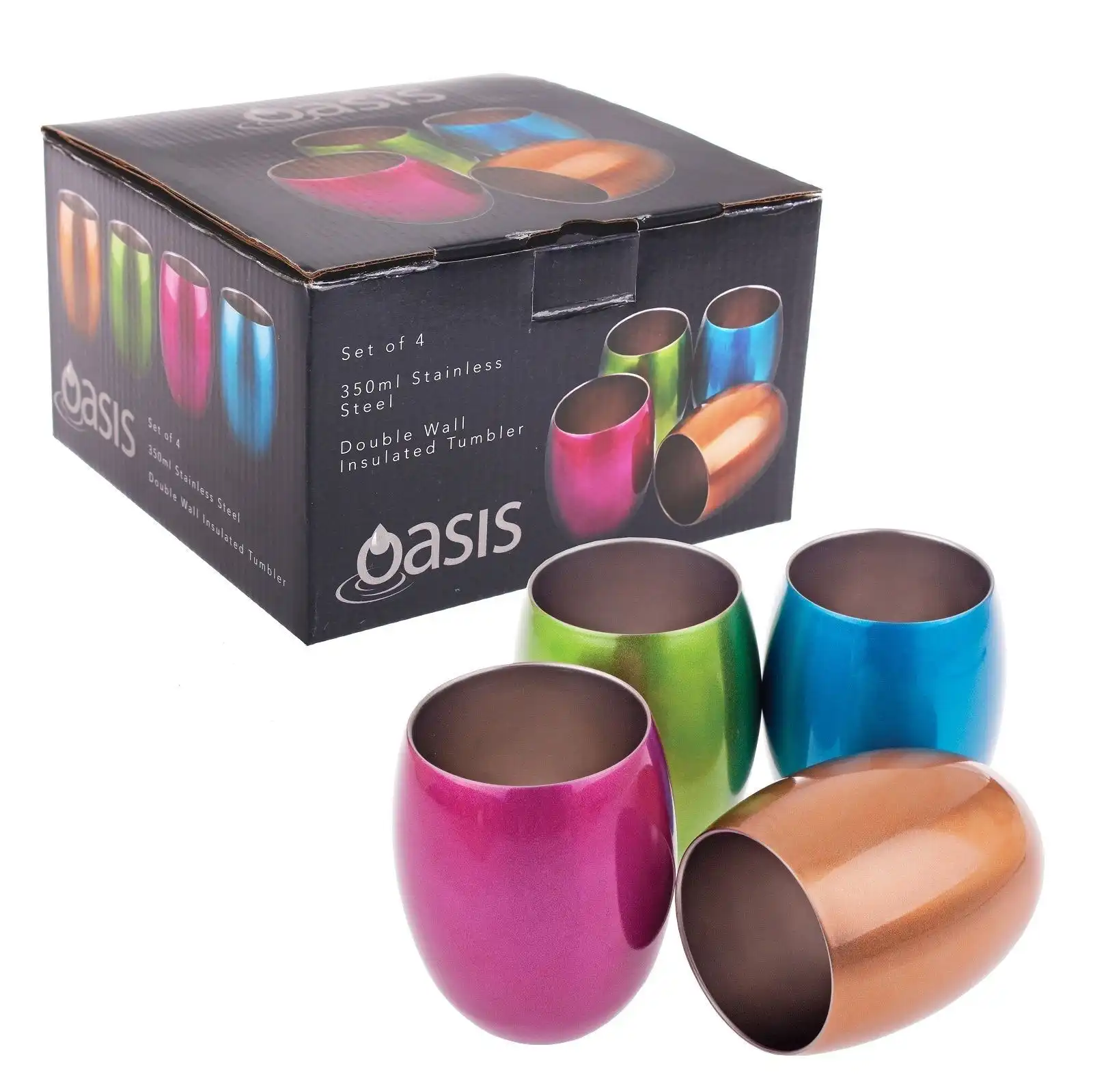 Oasis DOUBLE WALL INSULATED TUMBLERS 350ml - SET OF 4