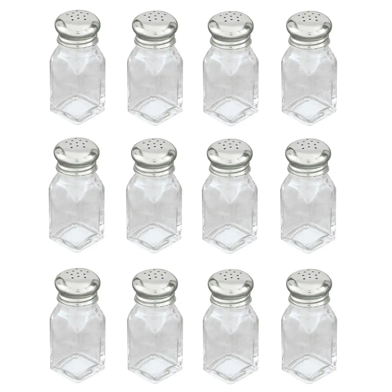 12 Glass Salt And Pepper Shakers Square