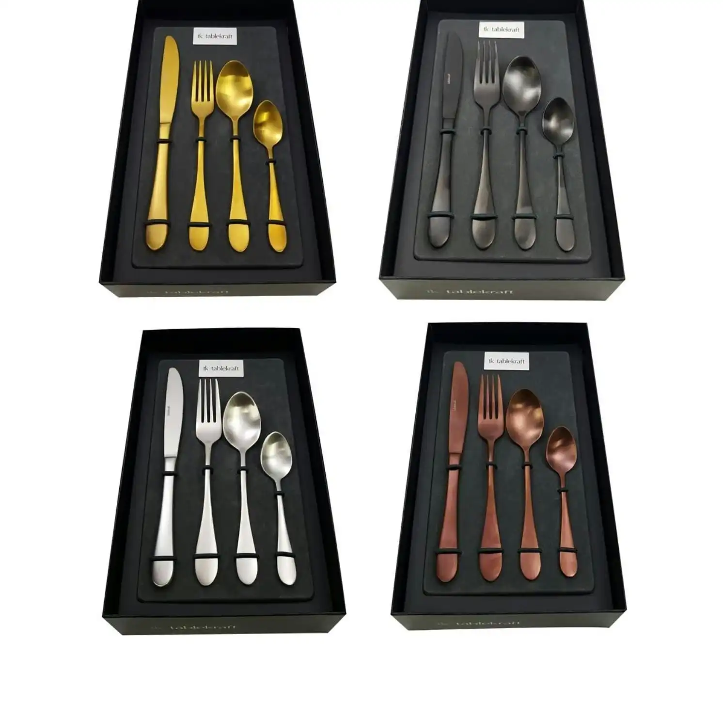 Soho Cutlery 24 Piece Boxed Set   Rose, Gold, Black Or Matt