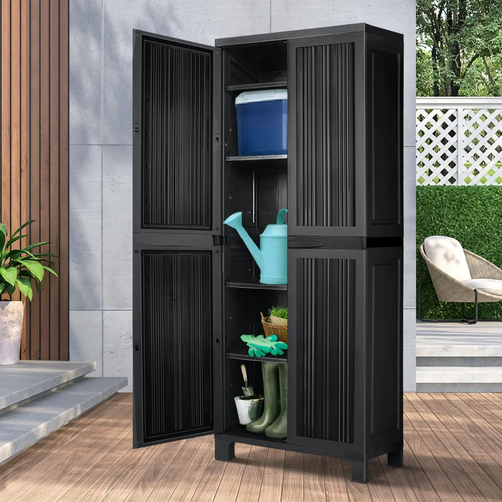 Livsip Outdoor Storage Cabinet Box Cupboard Garage Garden Adjustable Lockable