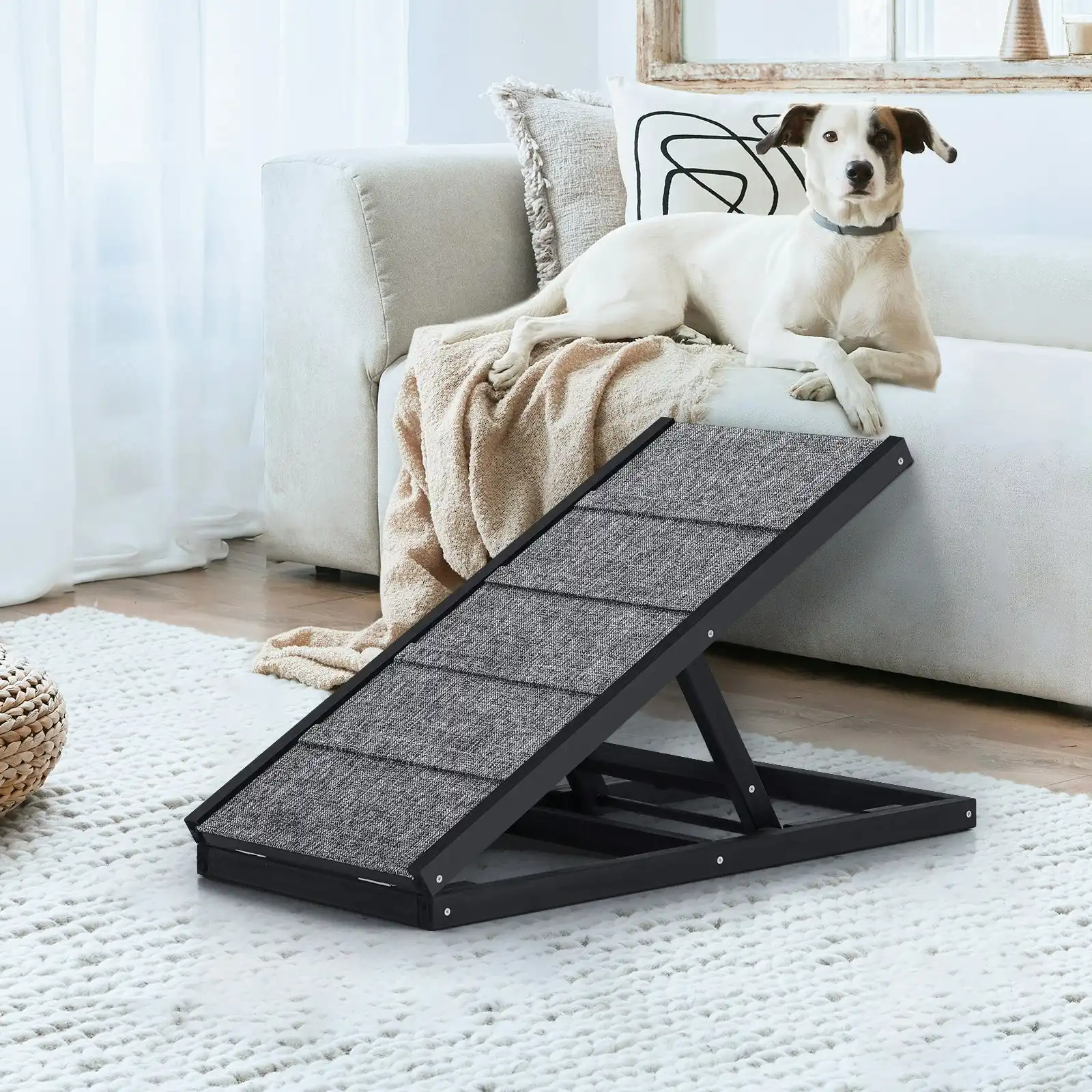 Alopet Dog Pet Ramp Adjustable Height Dogs Stairs Bed Sofa Car Foldable 70cm