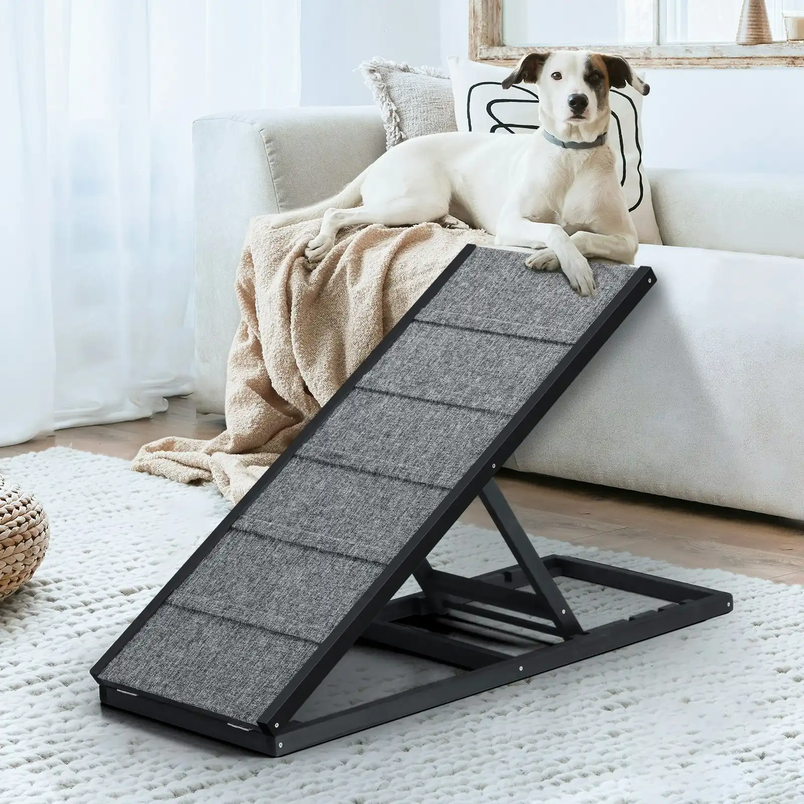 Alopet Dog Pet Ramp Adjustable Height Dogs Stairs Bed Sofa Car Foldable 100cm