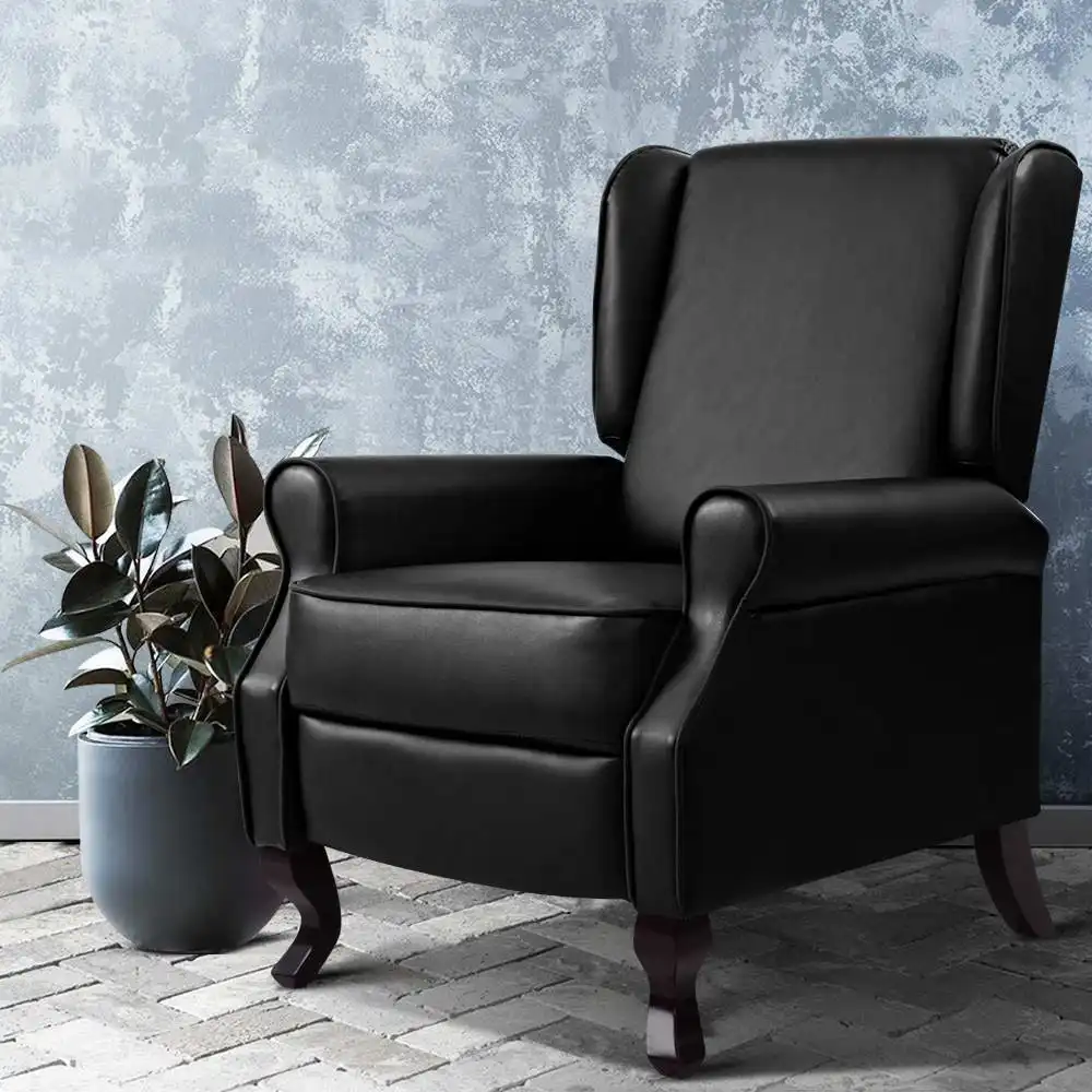 Artiss Recliner Chair Sofa Armchair Lounge Black Leather