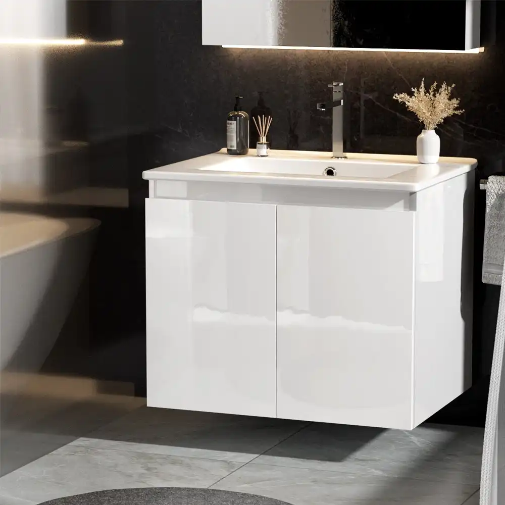 Cefito 600mm Vanity Unit Bathroom Laundry Ceramic Basin Wall Cabinet White
