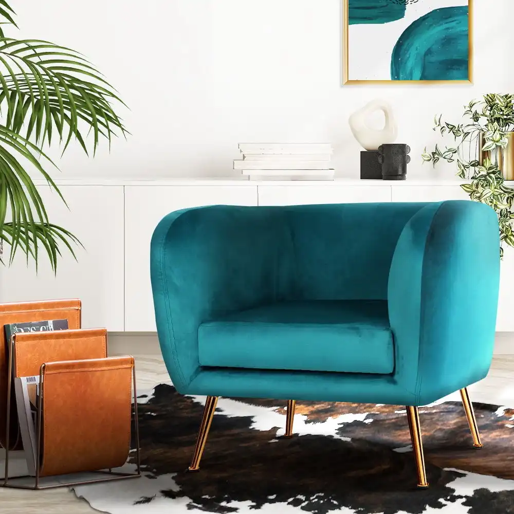 Artiss Armchair Lounge Chair Velvet - Green
