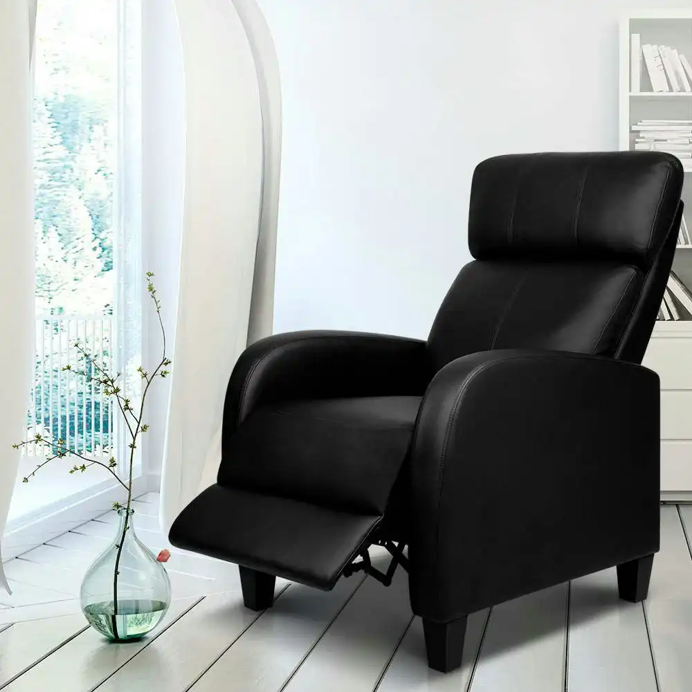 Artiss Recliner Chair Sofa Armchair PU Black