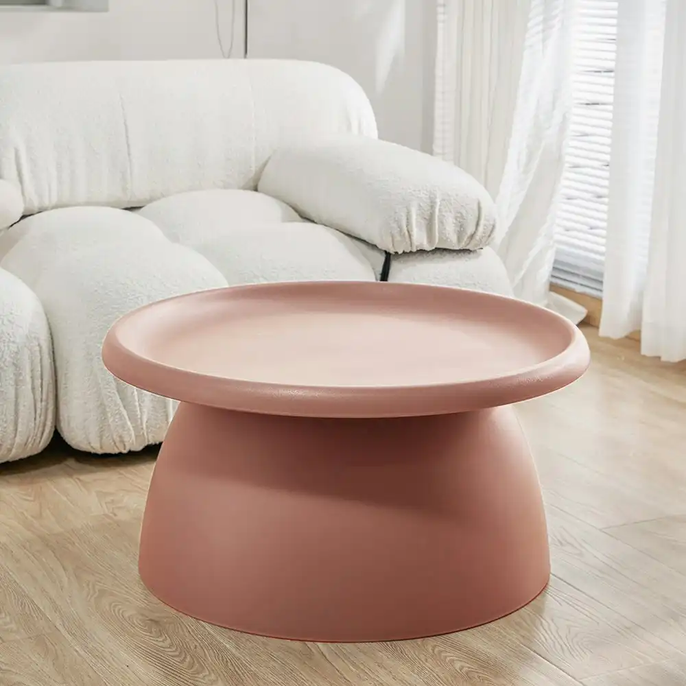 ArtissIn Coffee Table Side Table Round Table Outdoor Plastic Coffee Table 71CM Pink