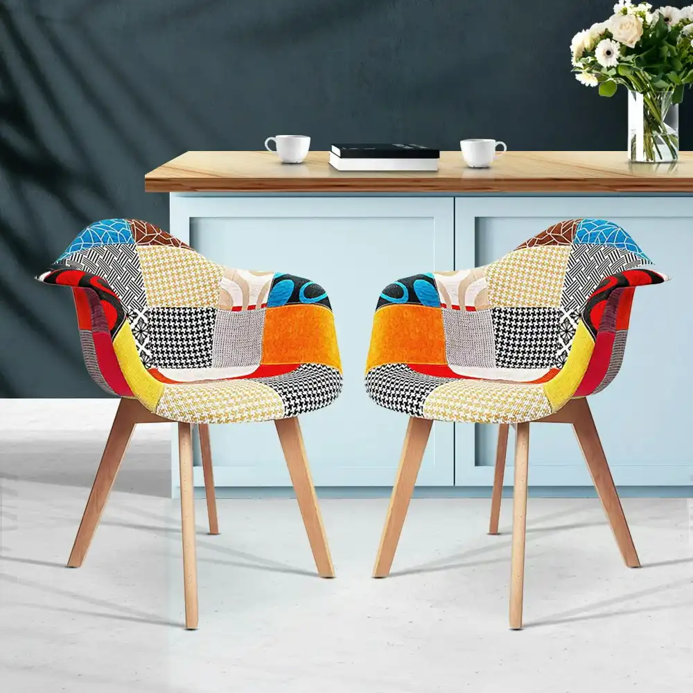 Artiss Dining Chairs Retro Replica DAW Fabric Chair Dining Chairs Cafe x2