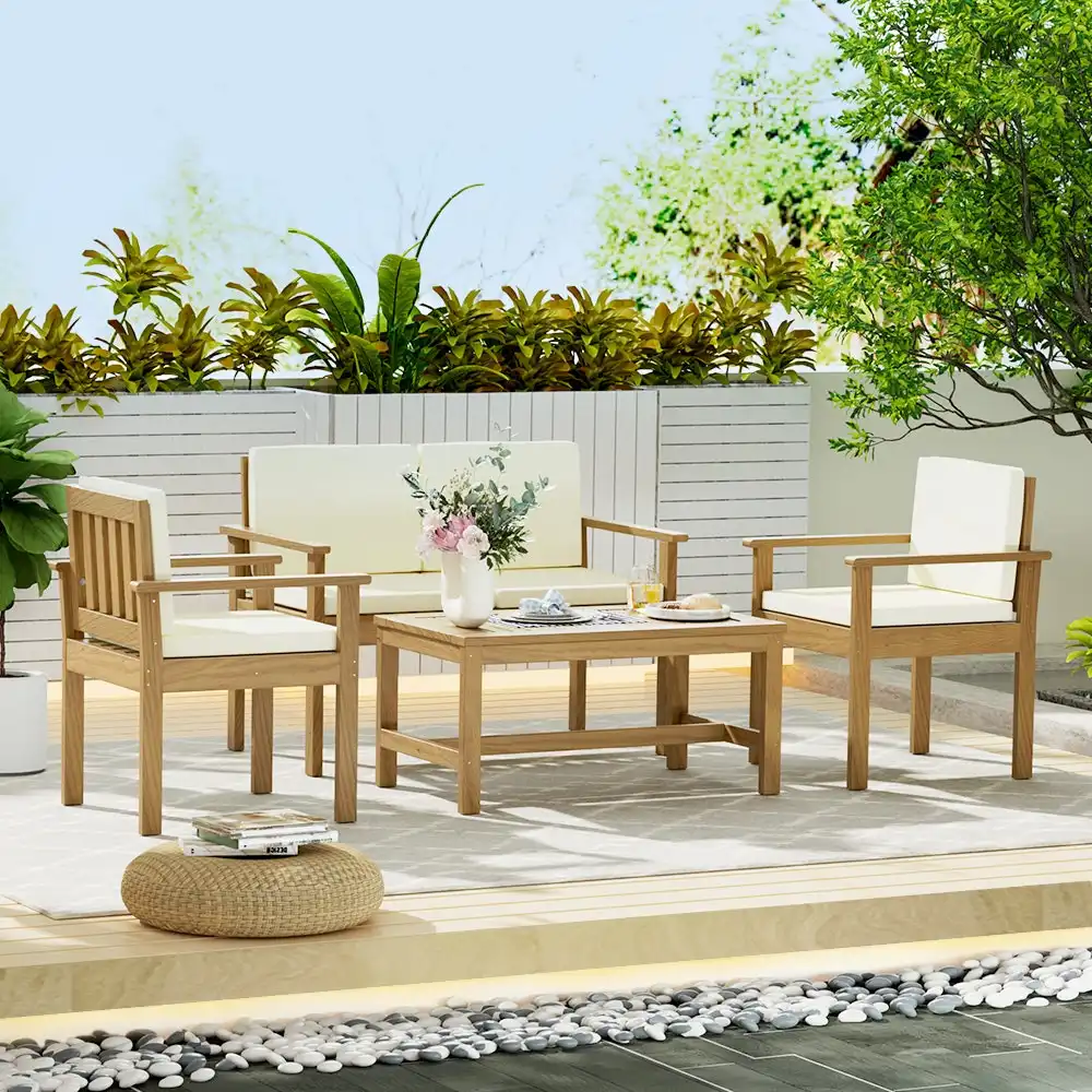 Gardeon 4-Seater Outdoor Sofa Set Acacia Wood Lounge Setting