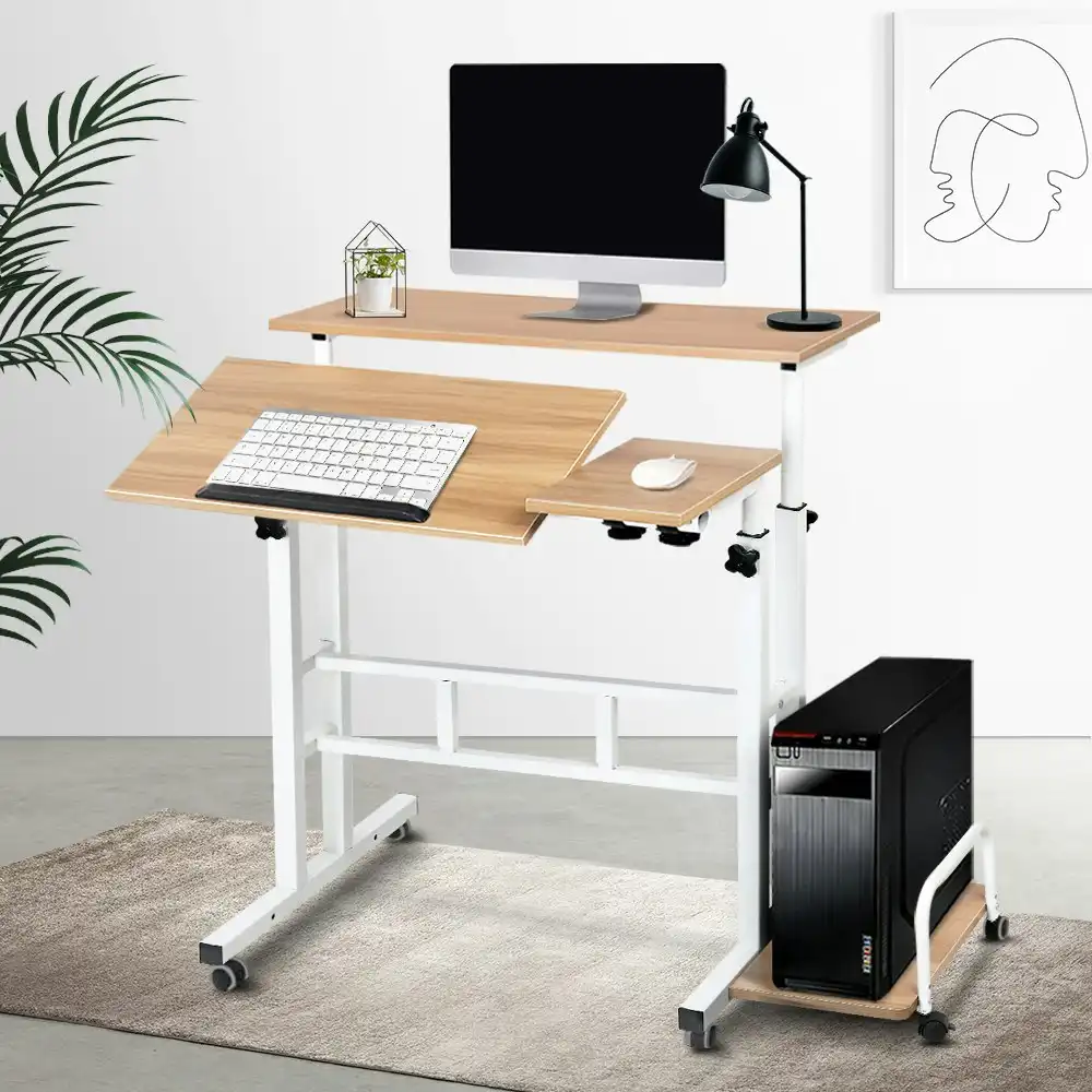 Artiss Laptop Desk Stand Height Adjustable Light Wood