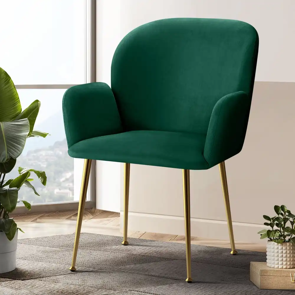 Artiss Dining Chairs Upholstered Velvet Set of 2 Green Kynsee
