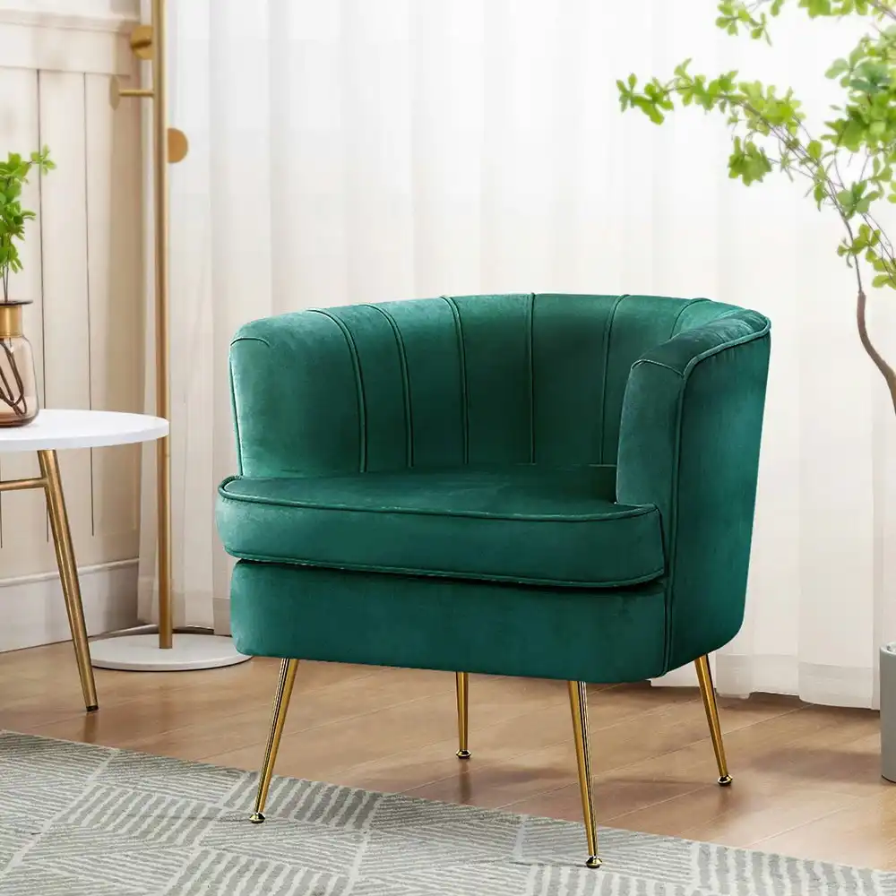 Artiss Armchair Green Lounge Chair Velvet