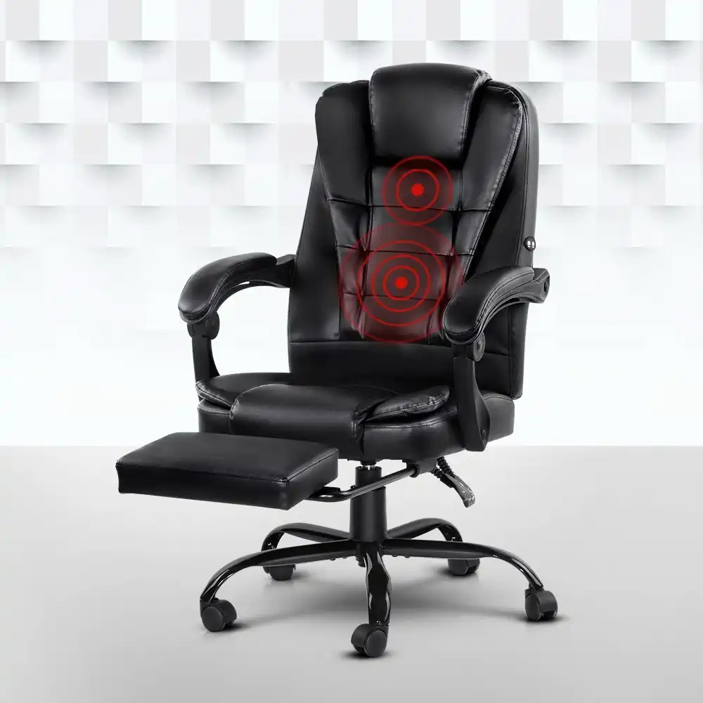Artiss Massage Office Chair Reclining Leather Computer Gaming Seat Footrest
