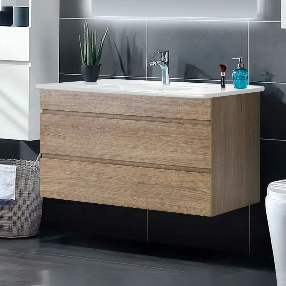 Cefito 900mm Vanity Unit Bathroom Basin Sink Wall Cabinet Oak