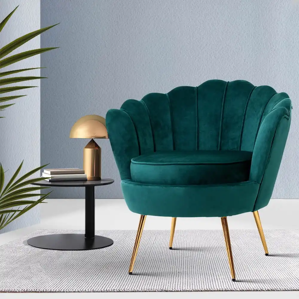 Artiss Armchair Lounge Chair Velvet - Green CALLISTA