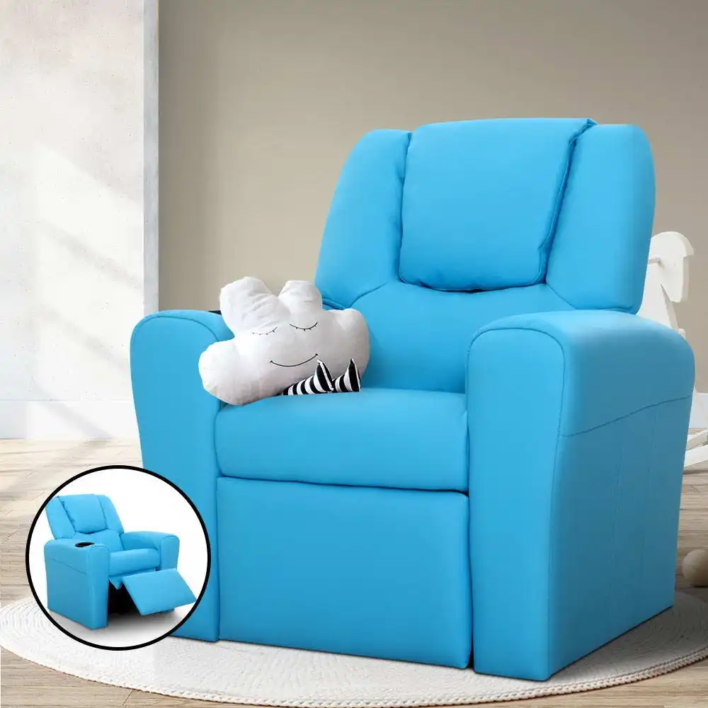 Keezi Kids Recliner Chair Blue Lounge Sofa Couch Children Armchair