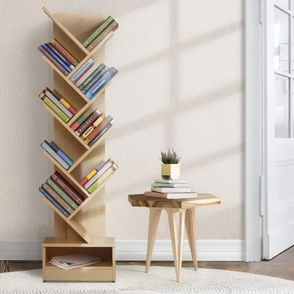 Artiss Tree Bookshelf Display Shelf 9-Shelf Natural