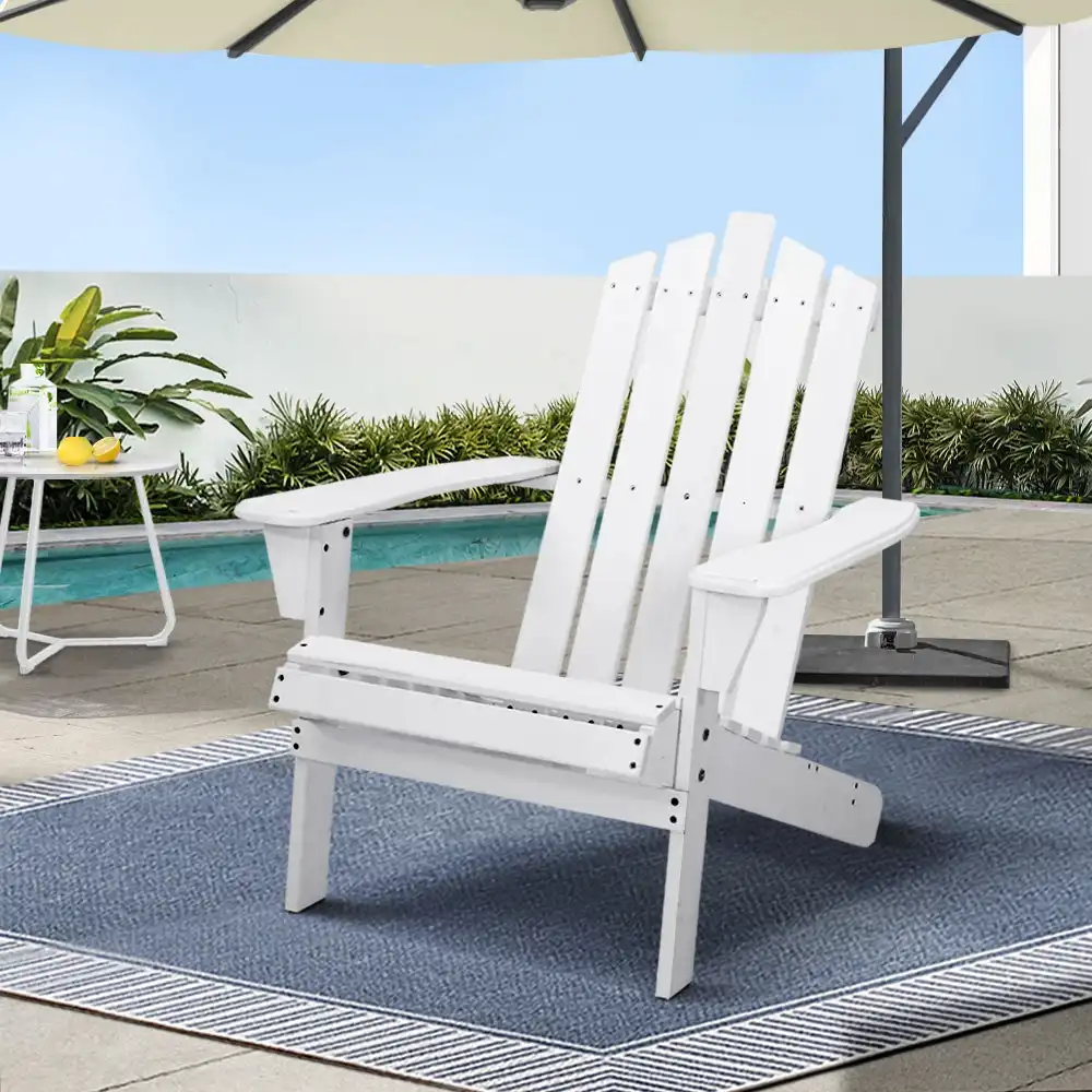 Gardeon Outdoor Chairs Sun Lounge Beach Adirondack Patio Garden - White