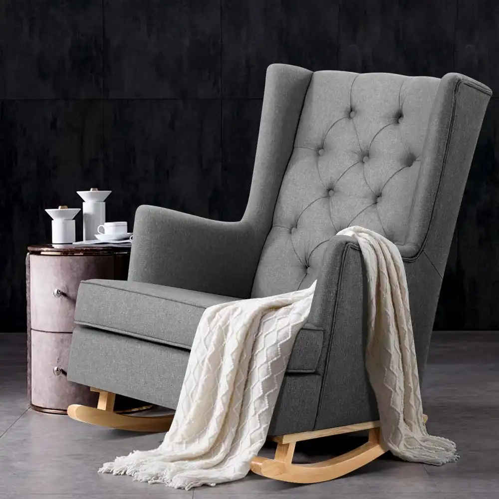 Artiss Armchair Recliner Rocking Chair - Grey