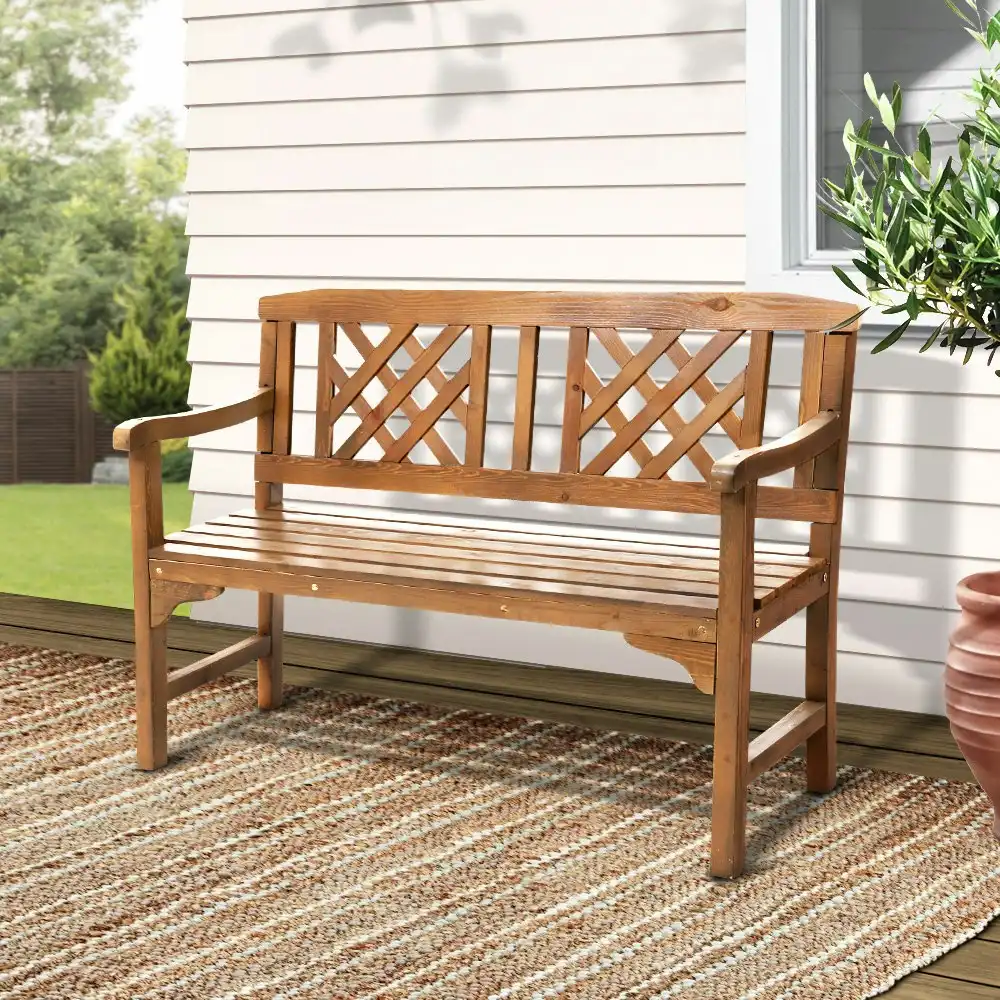 Gardeon Wooden Garden Bench Seat Patio Furniture Timber Outdoor Lounge Chair Nature