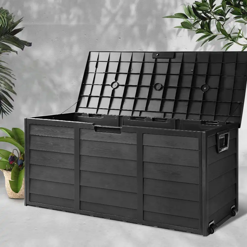 Gardeon Outdoor Storage Box 290L Container Indoor Garden Cabinet Toy Tool Sheds - All Black