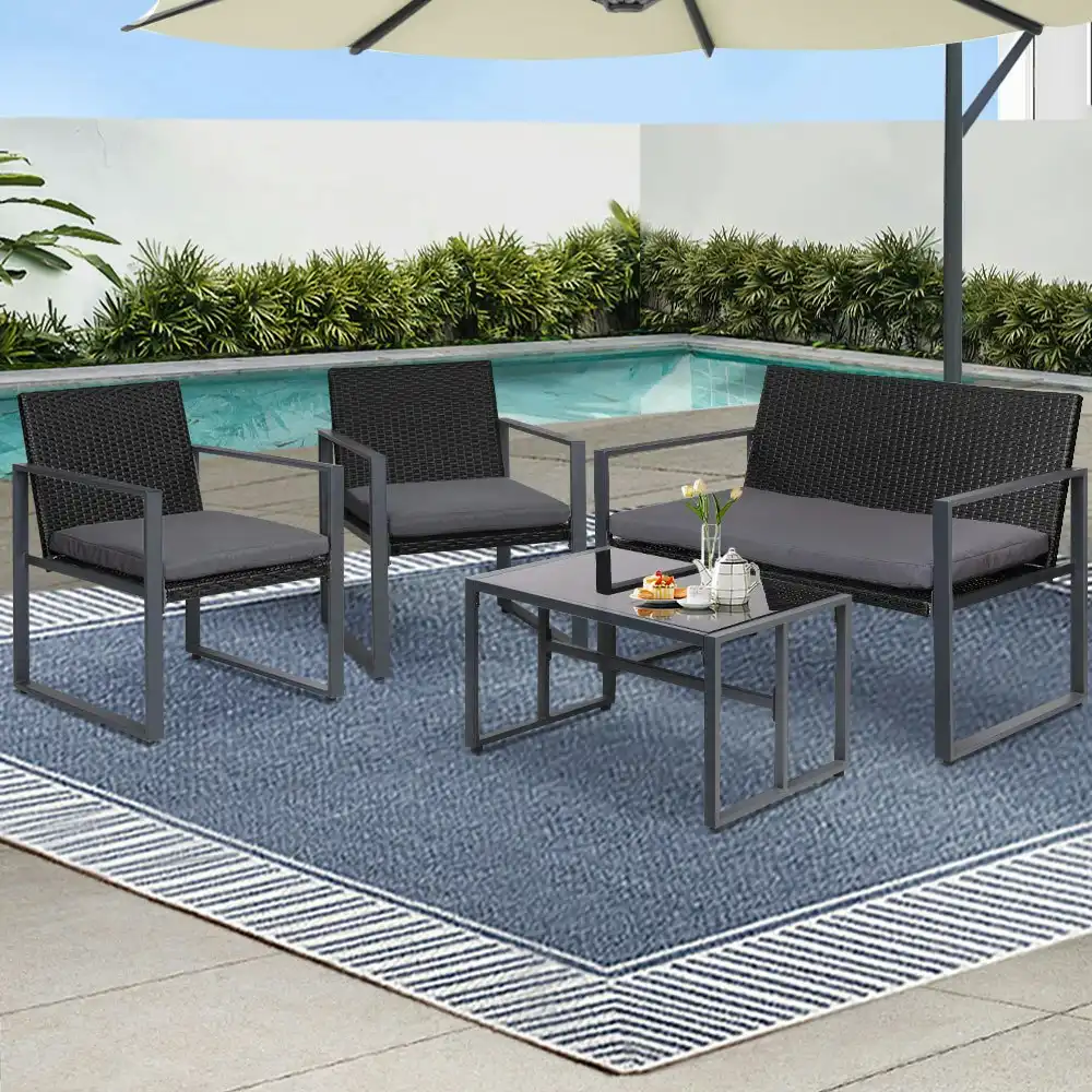 Gardeon Outdoor Lounge Setting Patio Furniture Bistro Set Garden Table Chairs Sofa Wicker