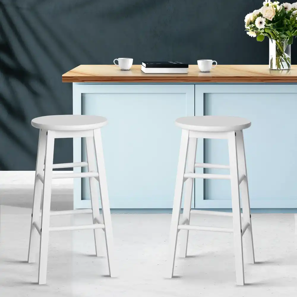 Artiss Bar Stools Wooden Stool Kitchen Dining Chairs White