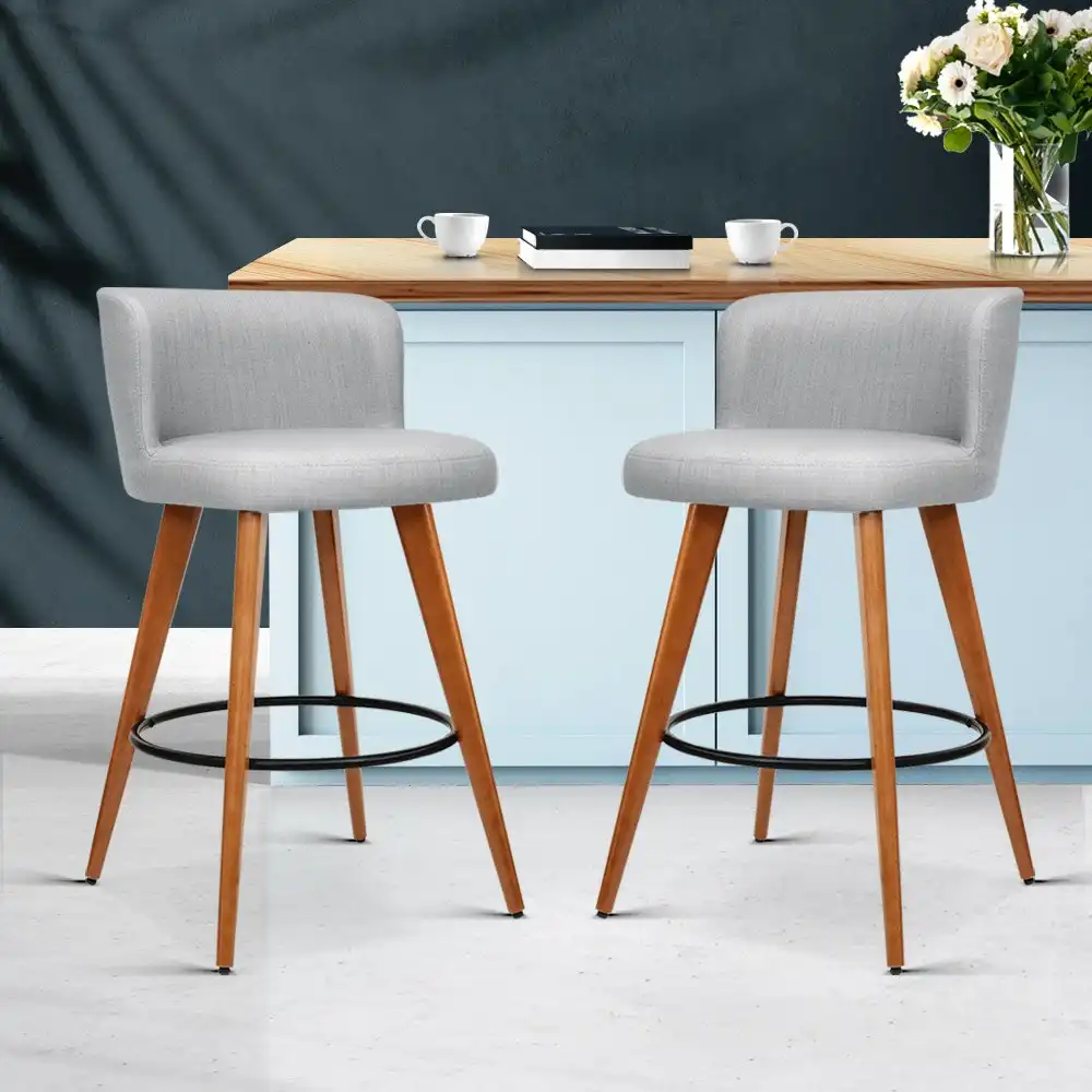 Artiss Bar Stools Dining Chairs Wooden Kitchen Stool Grey