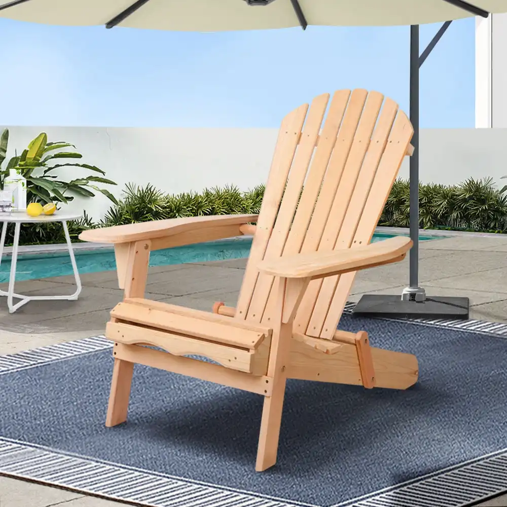 Gardeon Outdoor Chair Beach Chairs Wooden Adirondack Lounge Furniture Foldable Patio Garden Gardeon