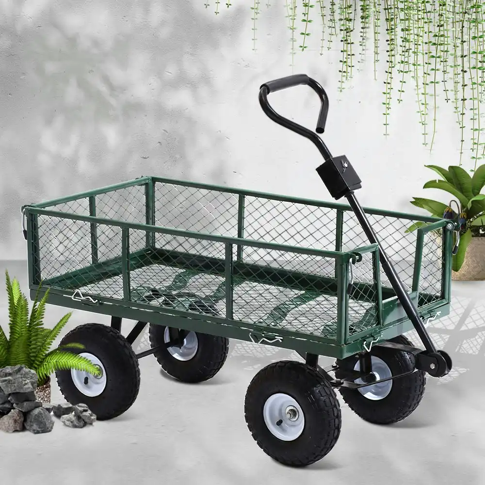 Gardeon 360kg Mesh Garden Cart Steel Removable Sides Trolley